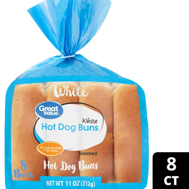 Buy Online Great Value Hot Dog Buns, White (8 PCS 11 OZ) Kesar Grocery.